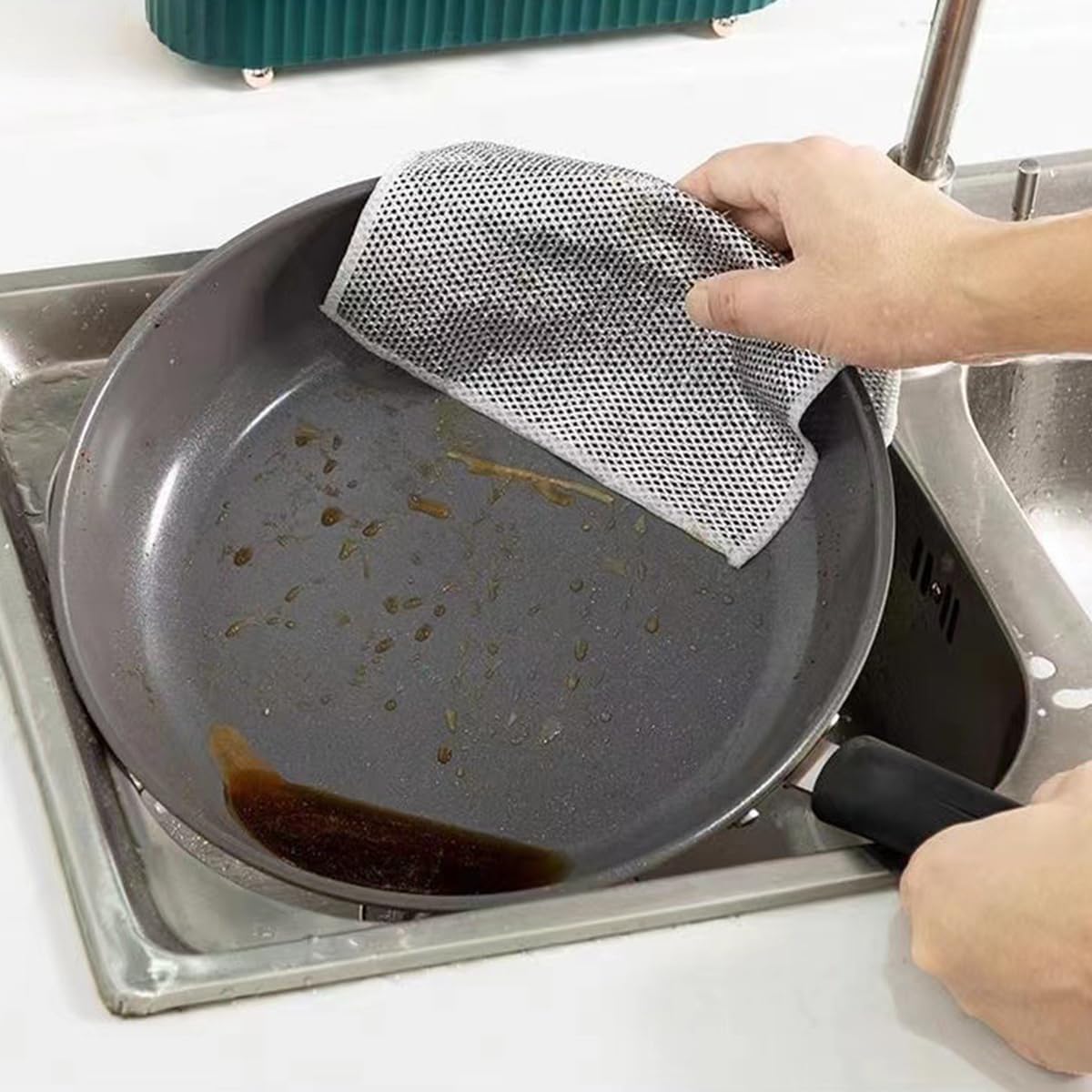 ZIBUYU Dish Wash Scrub Cloth Soft Metal Mesh Dishwashing Clothes Utensils Cleaning Scouring Pads Non-Scratch Wet and Dry Use Dishwasher Cloth Pads Cloth for Dish Cleaning, Bowl, Pan (7.8 inch) - 5 ZIBUYU Dish Wash Scrub Cloth Soft Metal Mesh Dishwashing Clothes Utensils Cleaning Scouring Pads Non-Scratch Wet and Dry Use Dishwasher Cloth Pads Cloth for Dish Cleaning, Bowl, Pan (7.8 inch) - 5